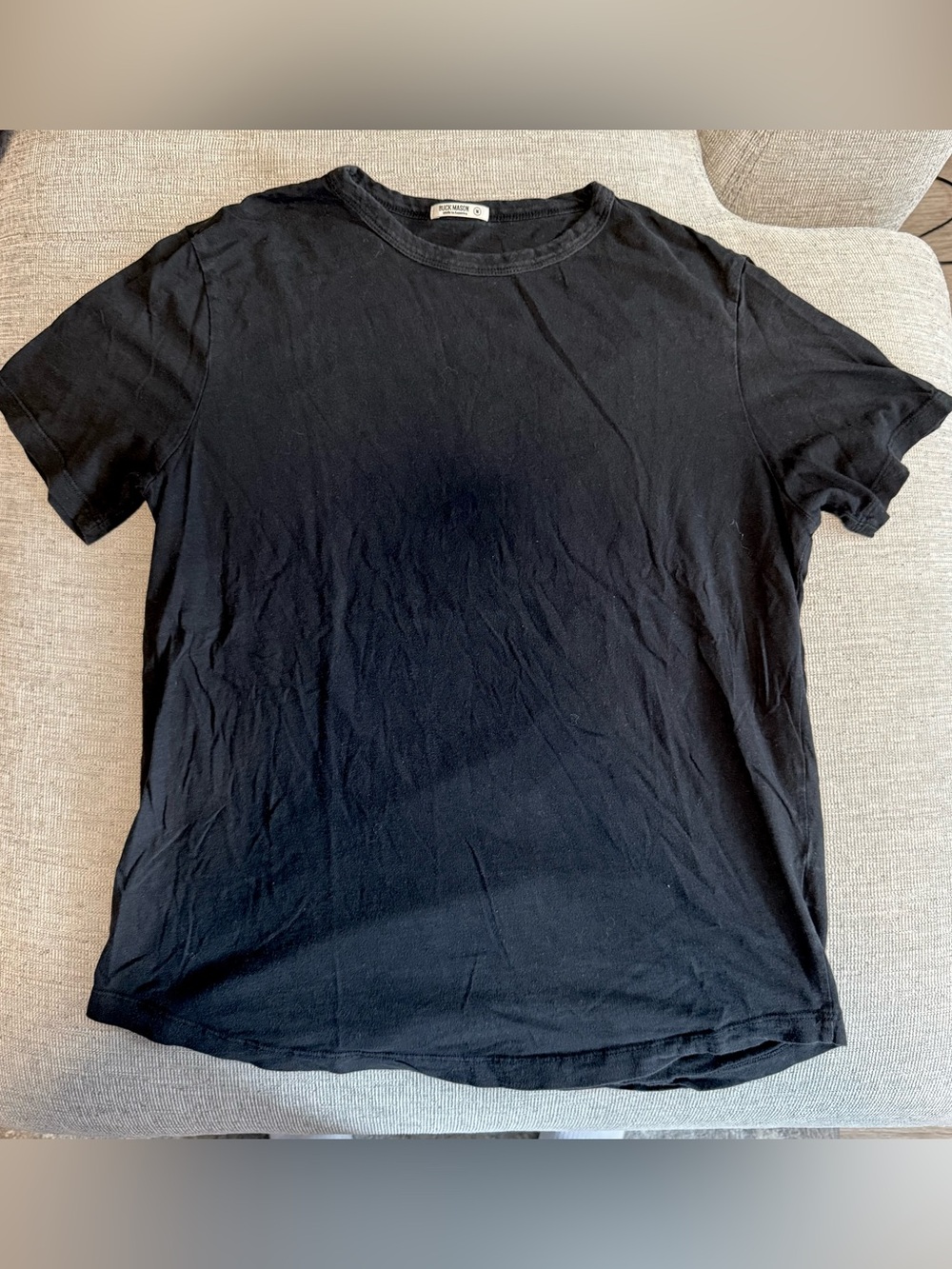 Buck Mason Slub Curved Hem Tee Black